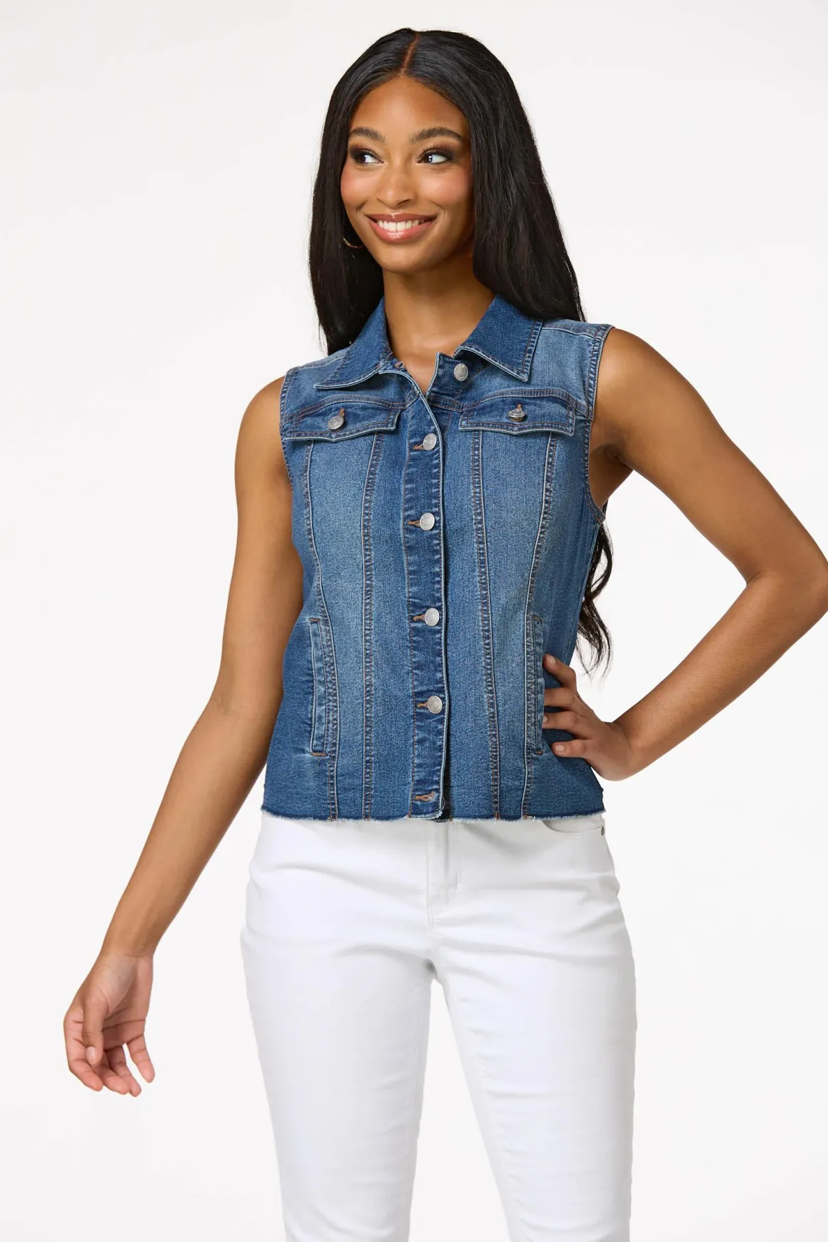 Raw Hem Denim Vest