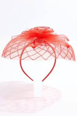 Red Criss Cross Fascinator