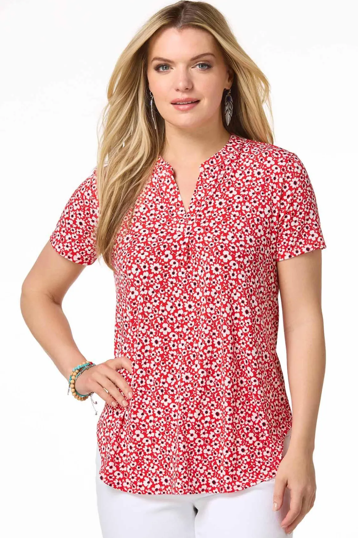 Red Floral Top