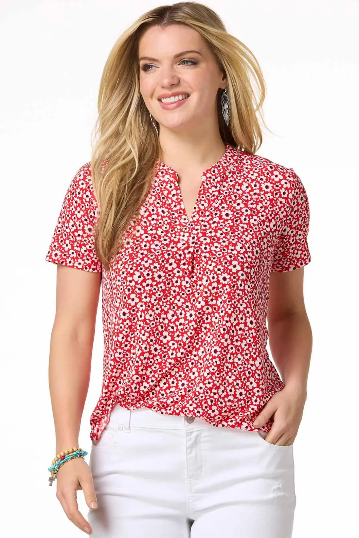 Red Floral Top