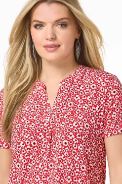 Red Floral Top
