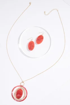 Red Gold Pendant Necklace Set