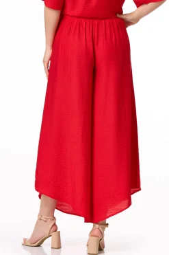 Red Pleated Wide Leg Pants