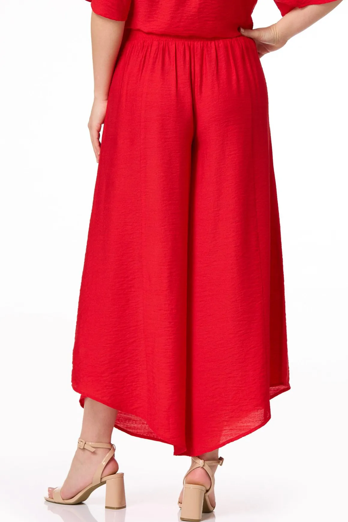 Red Pleated Wide Leg Pants