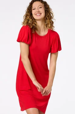 Red Puff Sleeve Dress