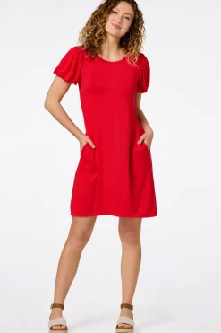 Red Puff Sleeve Dress