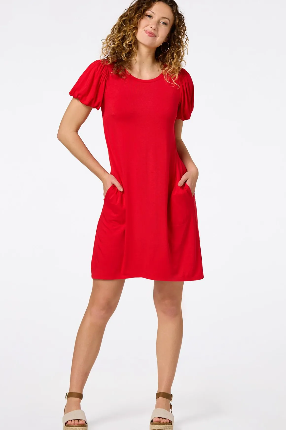 Red Puff Sleeve Dress