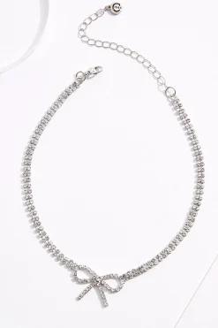 Rhinestone Bow Choker Necklace