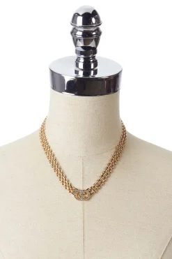 Rhinestone Circle Link Necklace Set