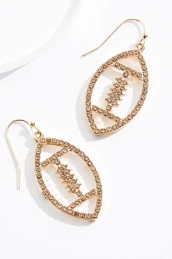 Rhinestone Cutout Football Earrings