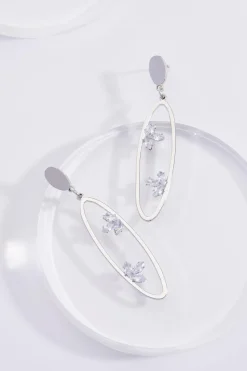 Rhinestone Detail Oval Earrings