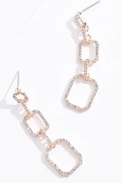 Rhinestone Linear Link Earrings