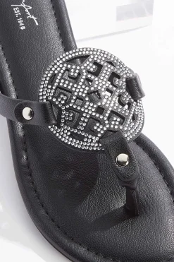 Rhinestone Medallion Sandals