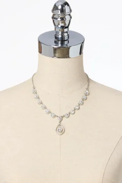 Rhinestone Tear Short Necklace Set