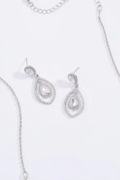 Rhinestone Tear Short Necklace Set