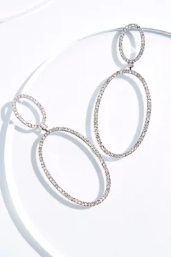 Rhinestone Tiered Oval Earrings