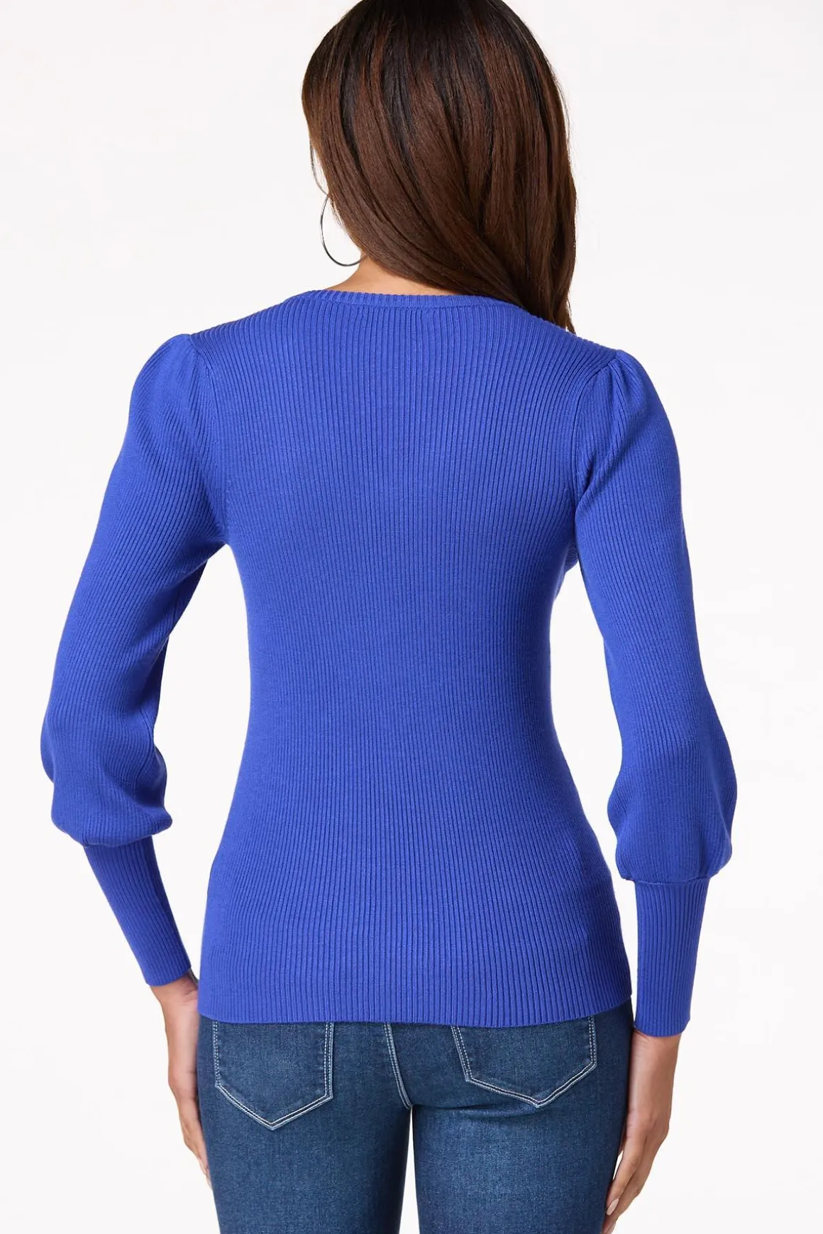 Ribbed Puff Sleeve Sweater