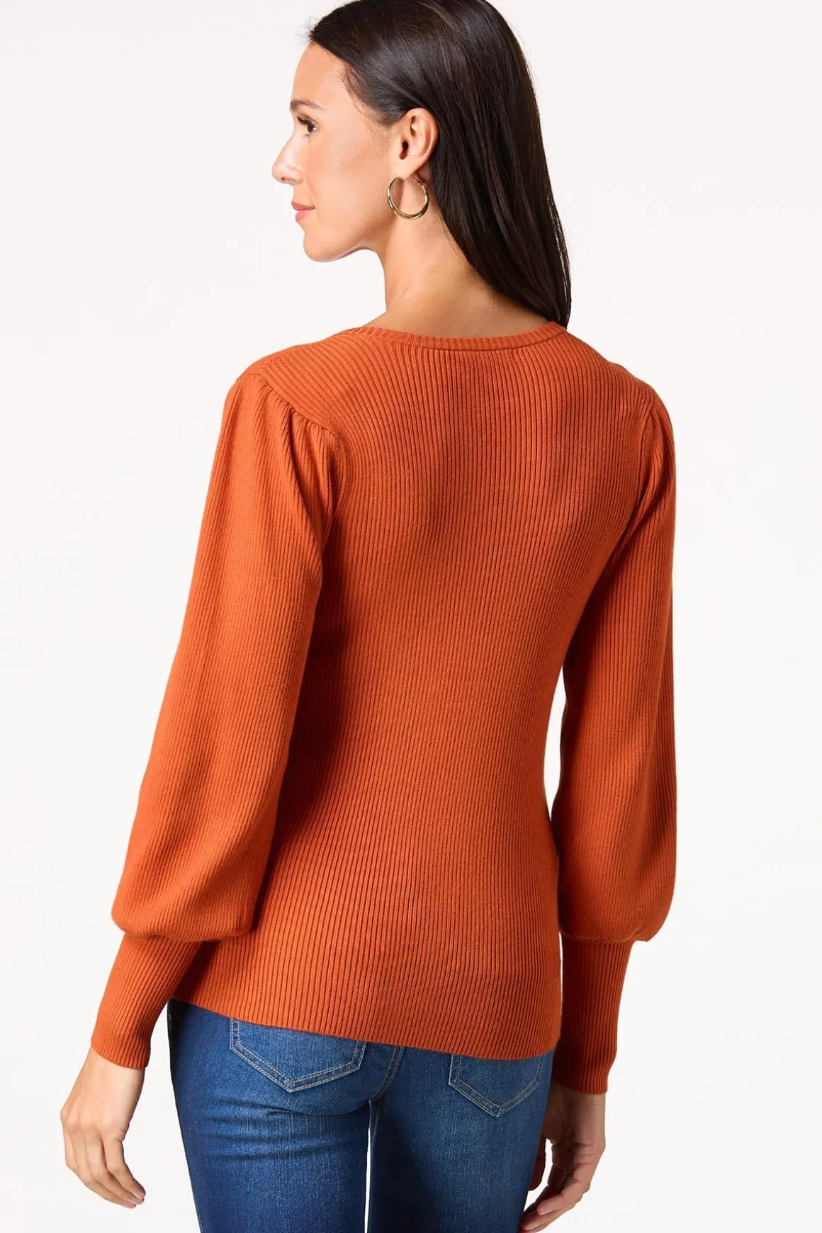 Ribbed Puff Sleeve Sweater