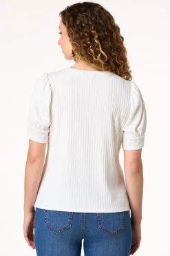 Ribbed Puff Sleeve Top