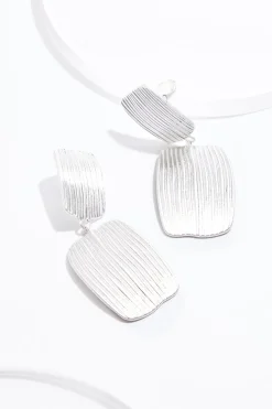 Ribbed Rectangle Clip- On Earrings