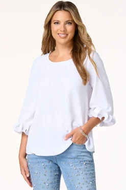Ribbed Ruffled Sleeve Top