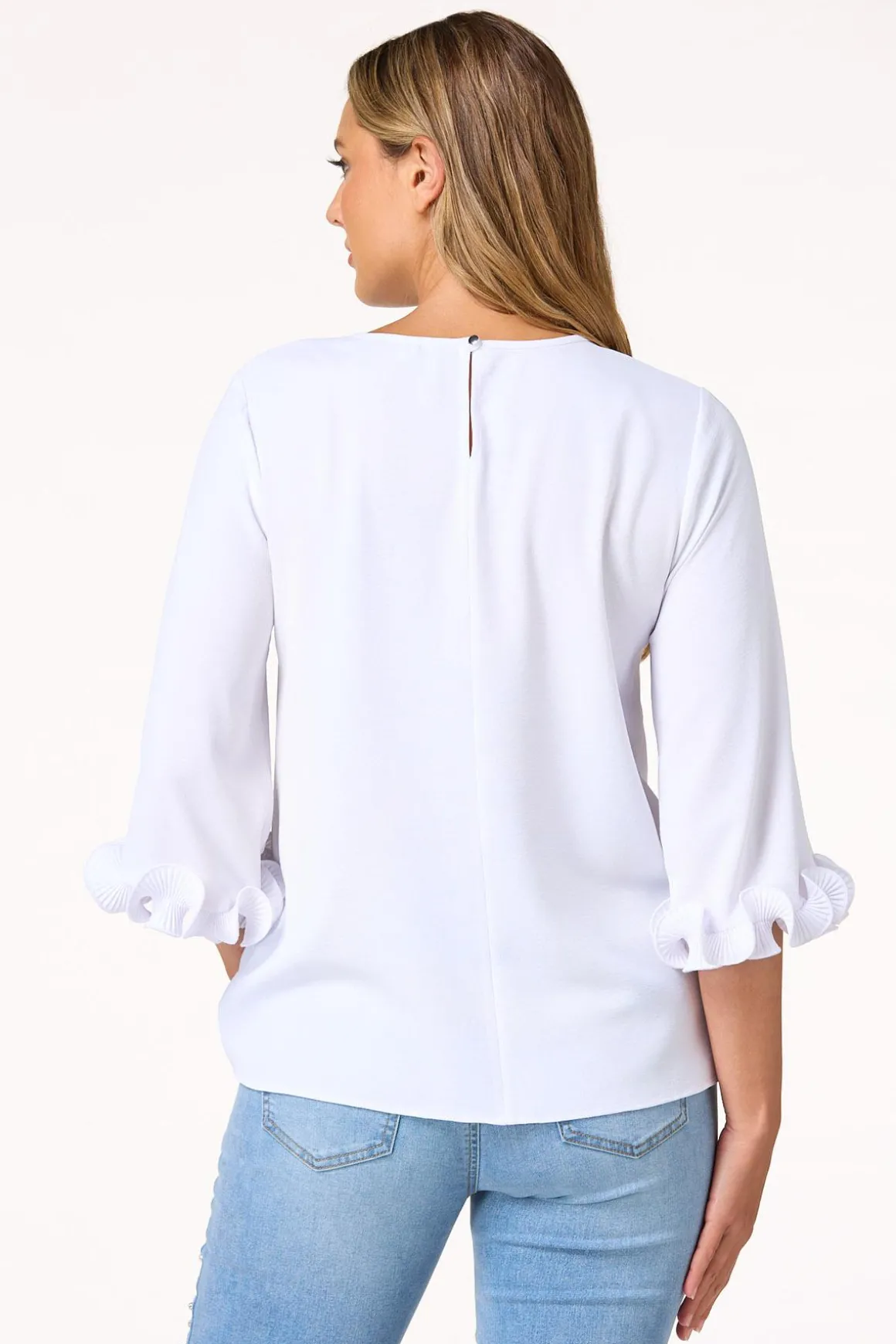 Ribbed Ruffled Sleeve Top