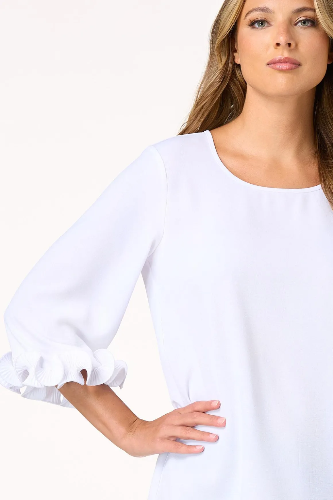 Ribbed Ruffled Sleeve Top