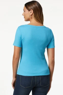 Ribbed Scoop Neck Top