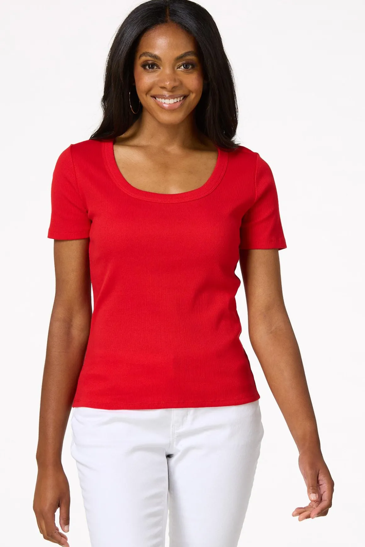 Ribbed Scoop Neck Top