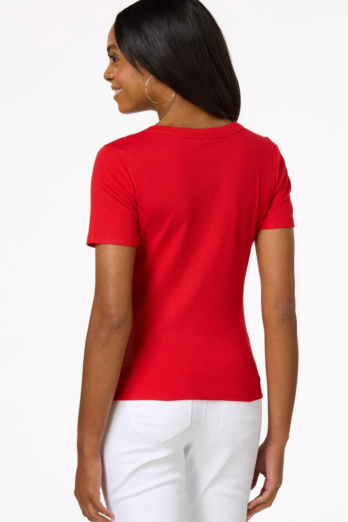 Ribbed Scoop Neck Top