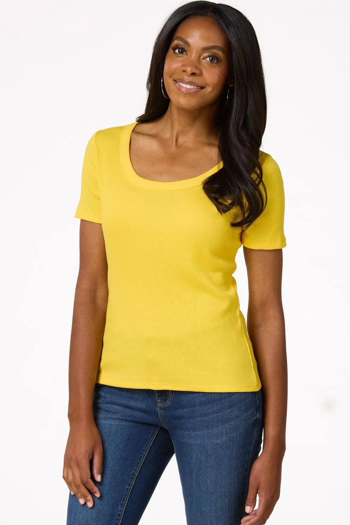 Ribbed Scoop Neck Top