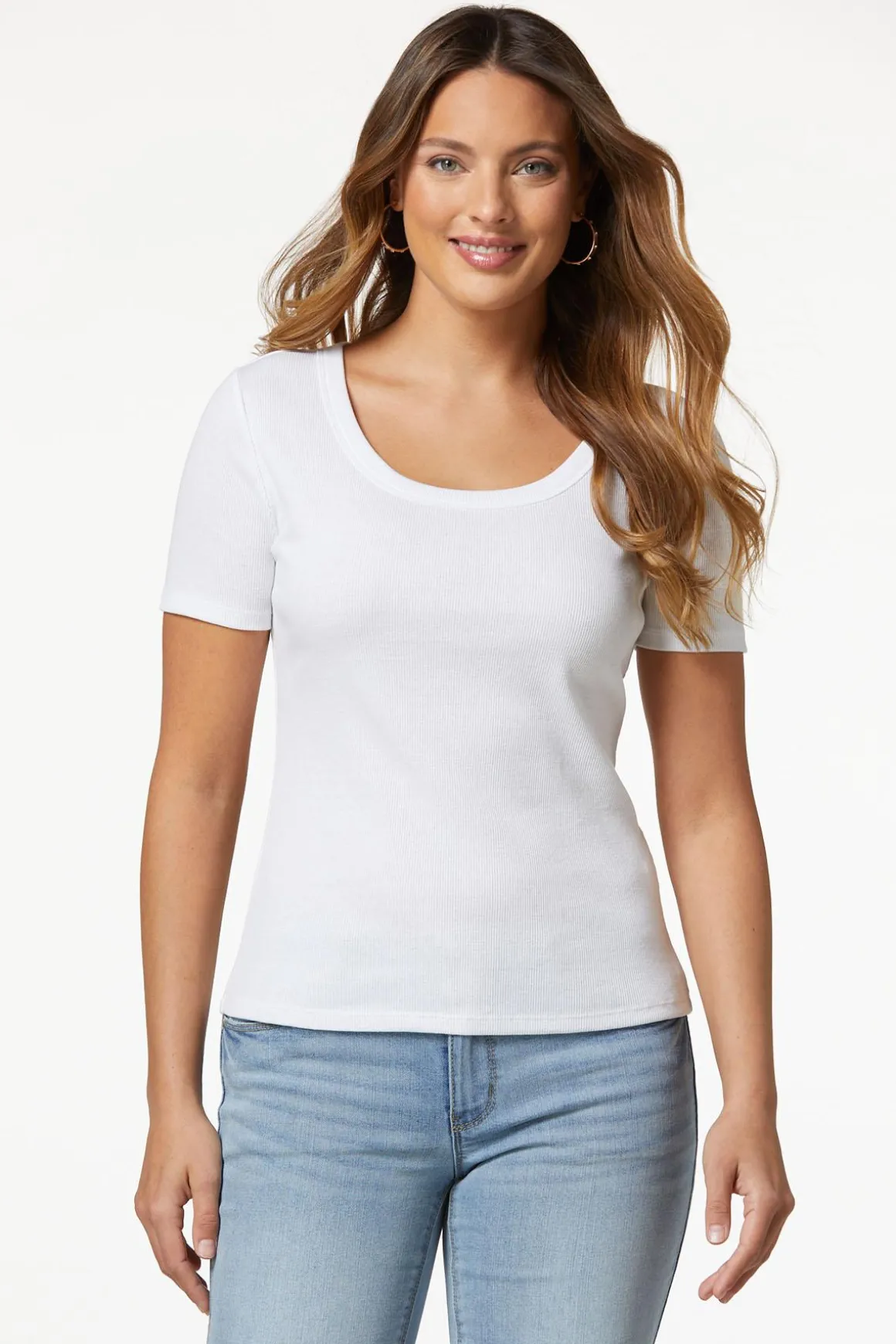Ribbed Scoop Neck Top