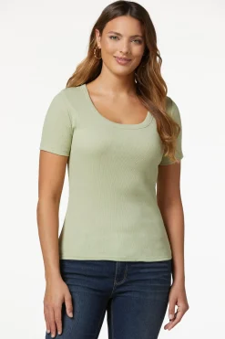 Ribbed Scoop Neck Top