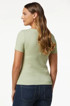 Ribbed Scoop Neck Top