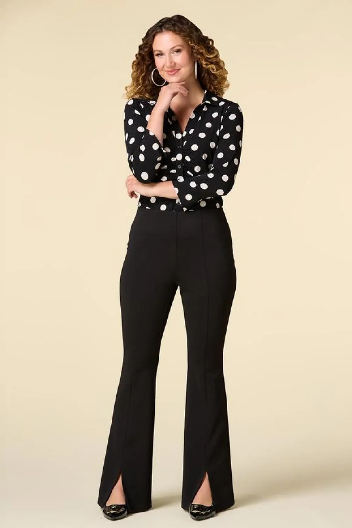 Ribbed Split Hem Flare Pants