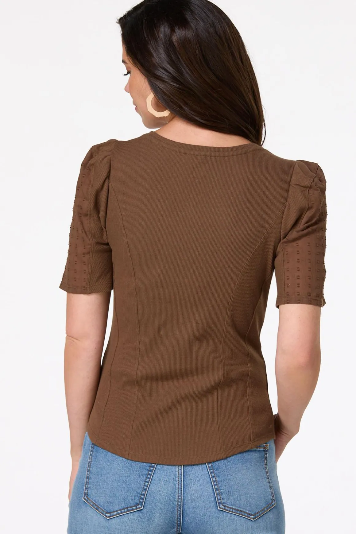 Ribbed Textured Sleeve Top