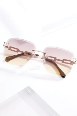 Rimless Tort Chain Arm Sunglasses