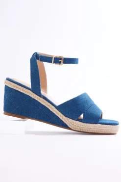 Rope Trim Denim Wedge Sandals