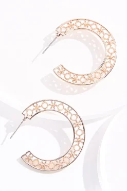 Rose Gold Detailed Hoop Earrings