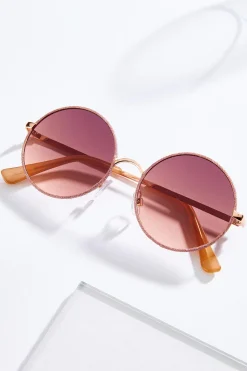 Rose Gold Glitter Round Sunglasses