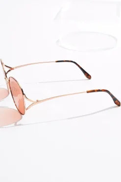 Rose Gold Lens Round Sunglasses