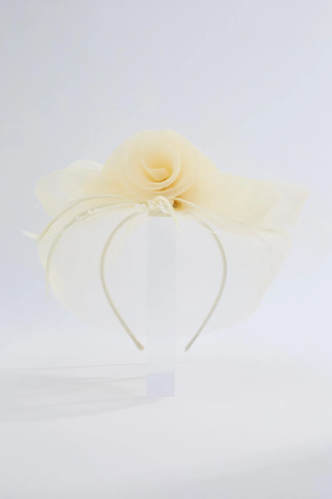 Rosette Feather Veil Fascinator