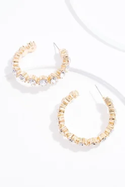 Round Rhinestone Hoop Earrings