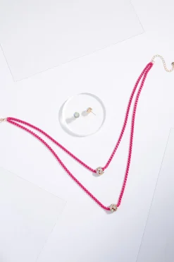 Rubber Chain Layered Short Necklace Set