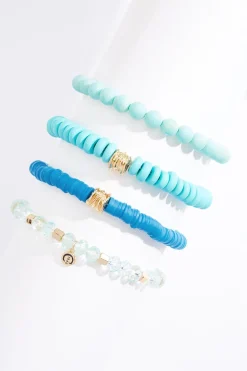 Rubber Glass Wood Bracelet Set