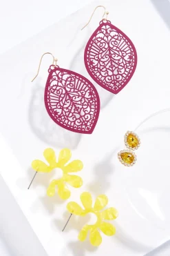 Rubber Lucite Multi Earring Set