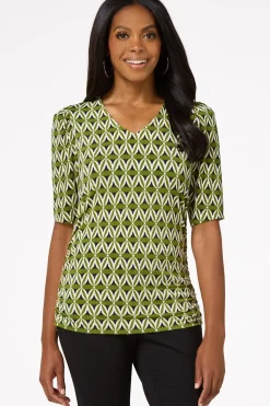 Ruched Abstract Floral Top