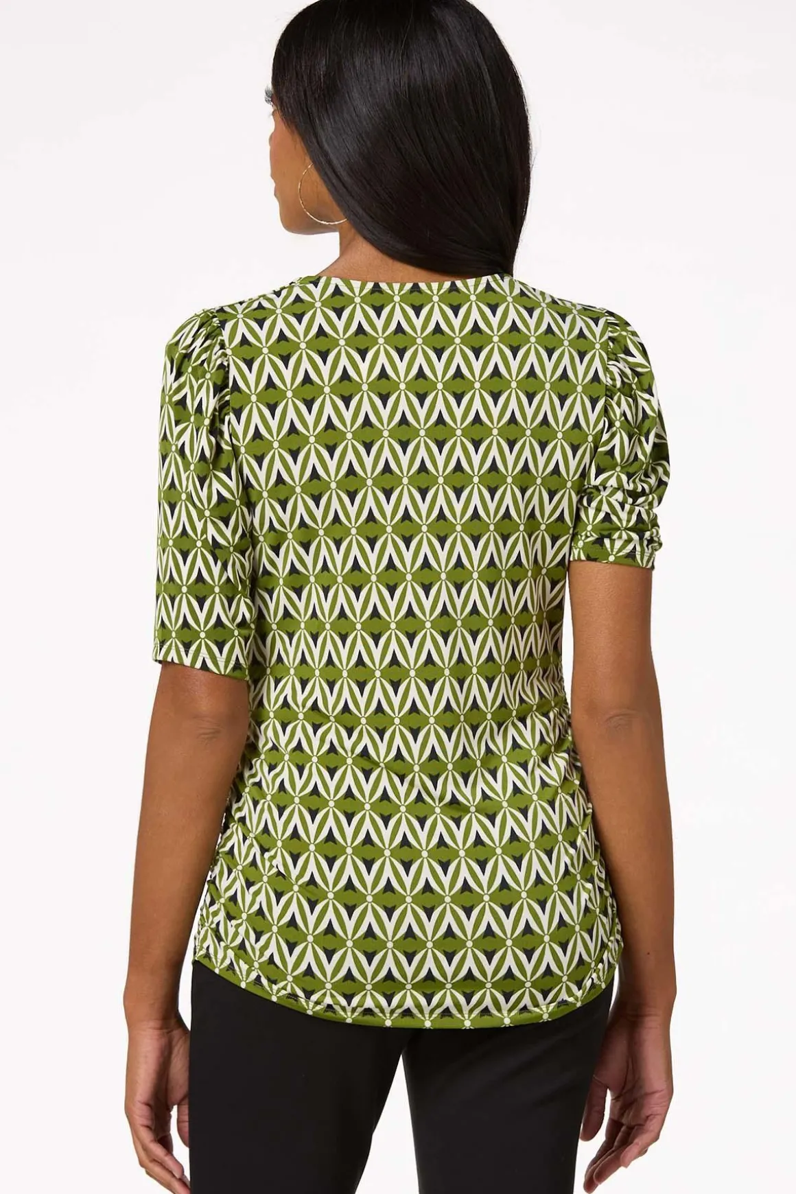 Ruched Abstract Floral Top