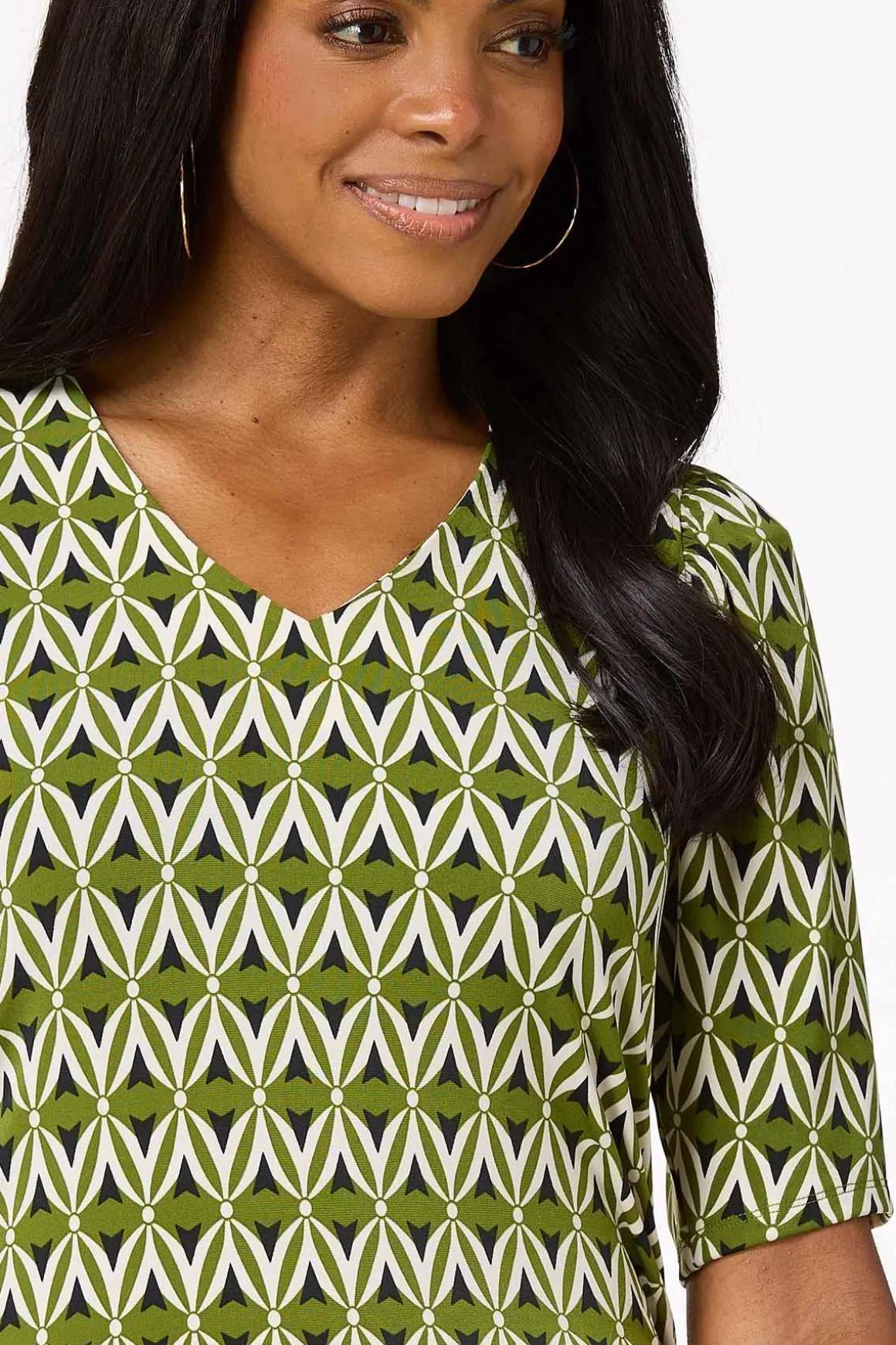Ruched Abstract Floral Top