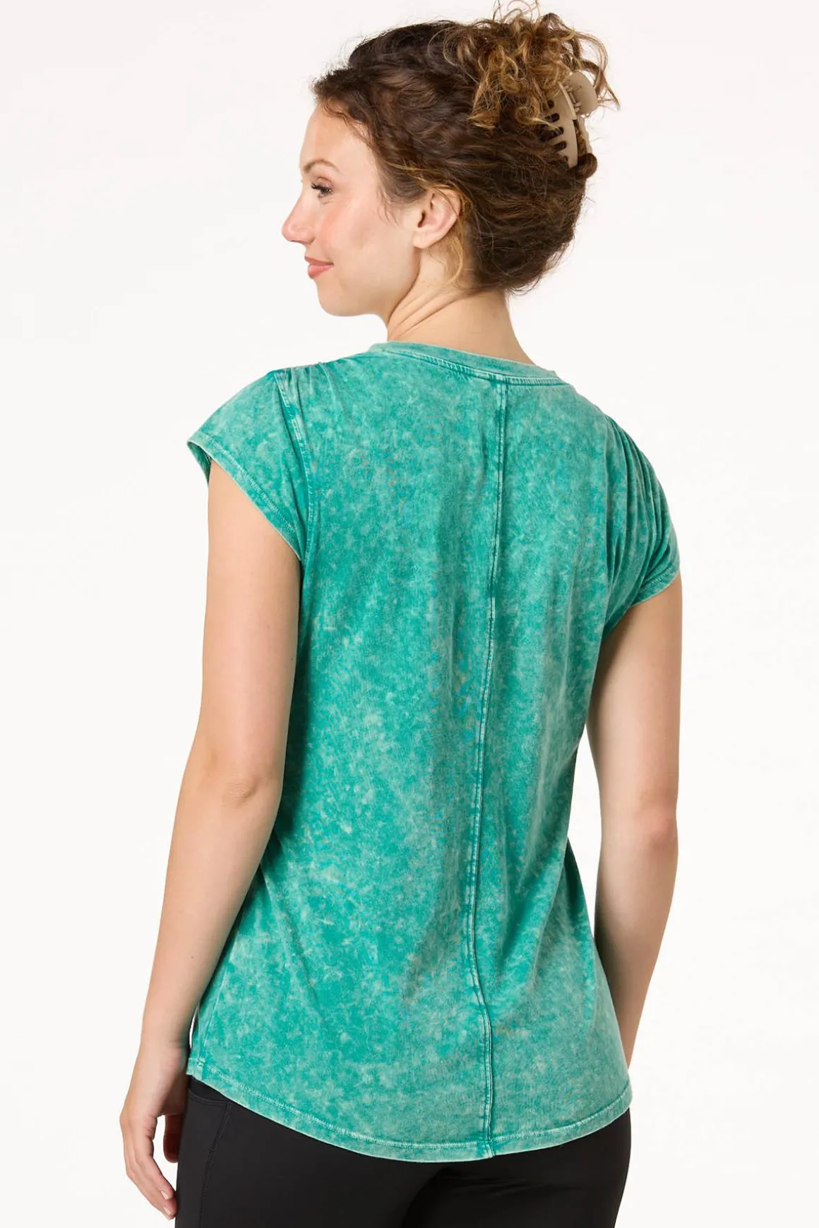 Ruched Faded Wash Tee